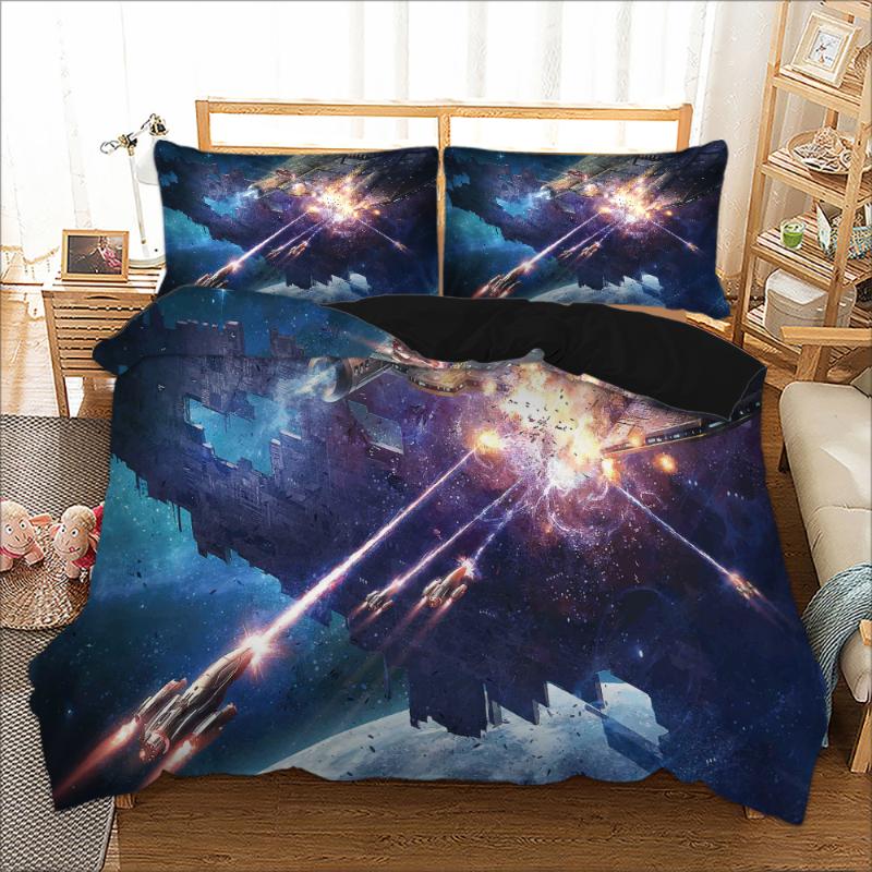 

BEST.WENSD Pattern Bedding Set Duvet Cover +Pillowcases Cover Set 2/3pc/set Bedclothes Bed  Full Queen King Size Space, As picture