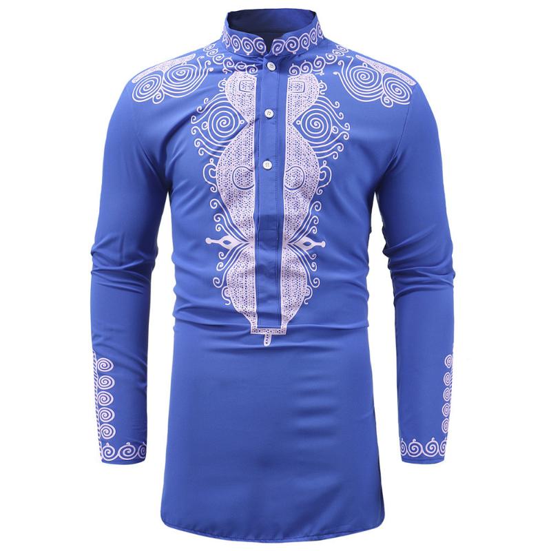 

2020 Full Sleeve Shirt For Men'S Clothing Men'S Autumn Winter Luxury African Print Long Sleeve Dashiki Shirt Top Blouse Z0306, Black