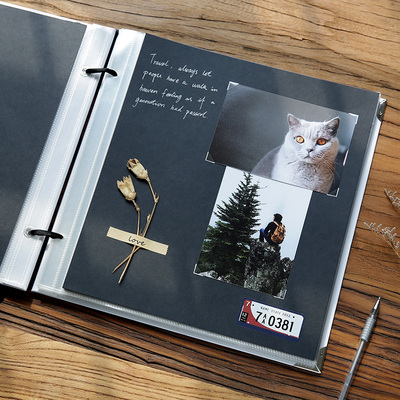 

Large-capacity Inner Page DIY Interstitial Retro Black Handmade Thin Classmates Memoir 1SET And Case