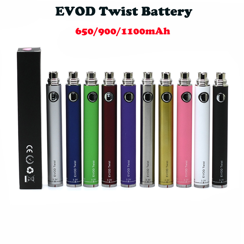 

EVOD Twist Battery Electronic Cigarette Variable Voltage 3.3-4.8V 650/900/1100mah 510 Thread eGo Vape Batteries