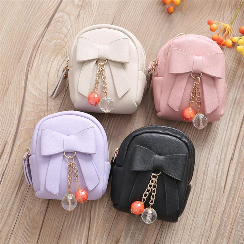 

Aelicy Women Bow Zipper Mini Coin Bag Small Short Wallet Pendant Cute Coin Purse Earphone Key Card Holders Handbag Girls Gifts, Bg