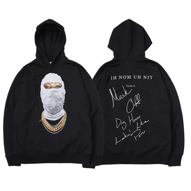 

Men's Hoodies Fashion Letter Print Male Casual Sweatshirts Tops Oversize Male Pullover Warm Pocket Hooded Jacket, White