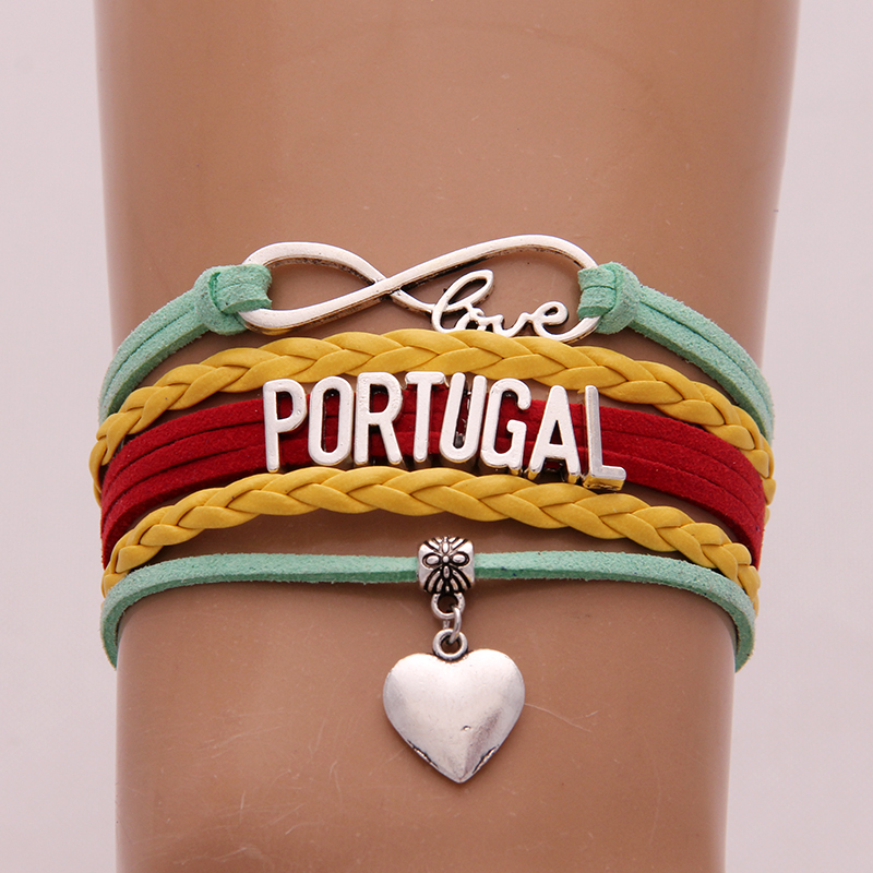 

Infinity Love Portugal Bracelet Bangles Heart Charm Braided Pu Leather Bracelets Jewelry For Women Men Drop Shipping