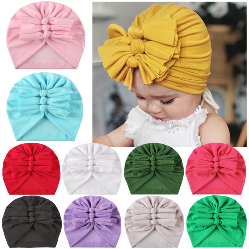 

Children Bowknot Kids Bow Cap Baby Hat Newborn Girls Clothes Accessories Infant Turban Solid Hooded Hat, Bb7727pp