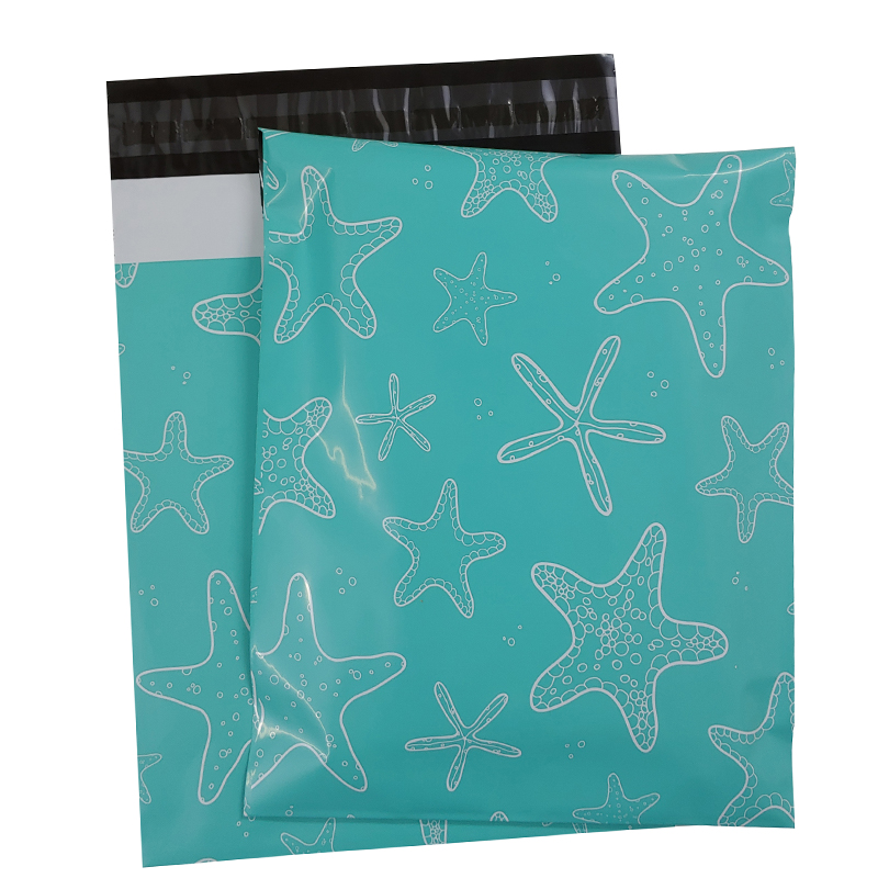 

50PCS Poly Mailer 9.8x11.6inch/25x29.5cm Starfish Printed Gift Bags Holiday Shipping Bags Self Sealing Postal Mailing Envelopes