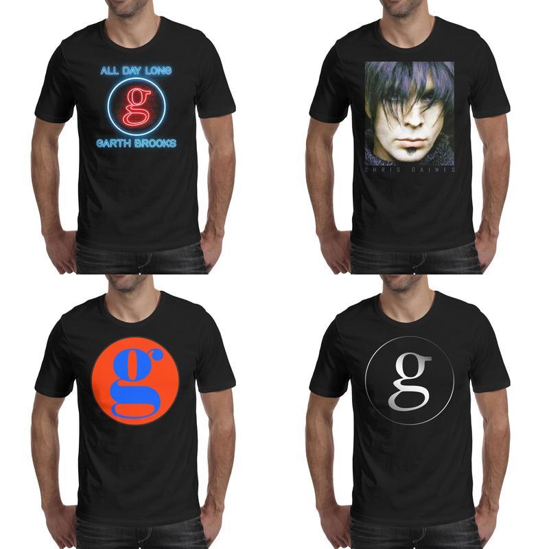 Mode Hommes Impression Garth Brooks Circle G Logo T-shirt Black Personnalisé Band Chemises américaines dans la vie de Chris Gaines toute la journ