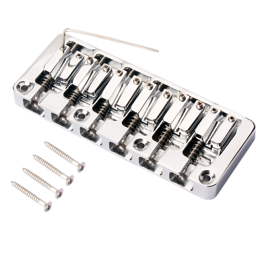 

6-String Quality Electric Bass Guitar Instrument Bridge Chrome DIY Accessory