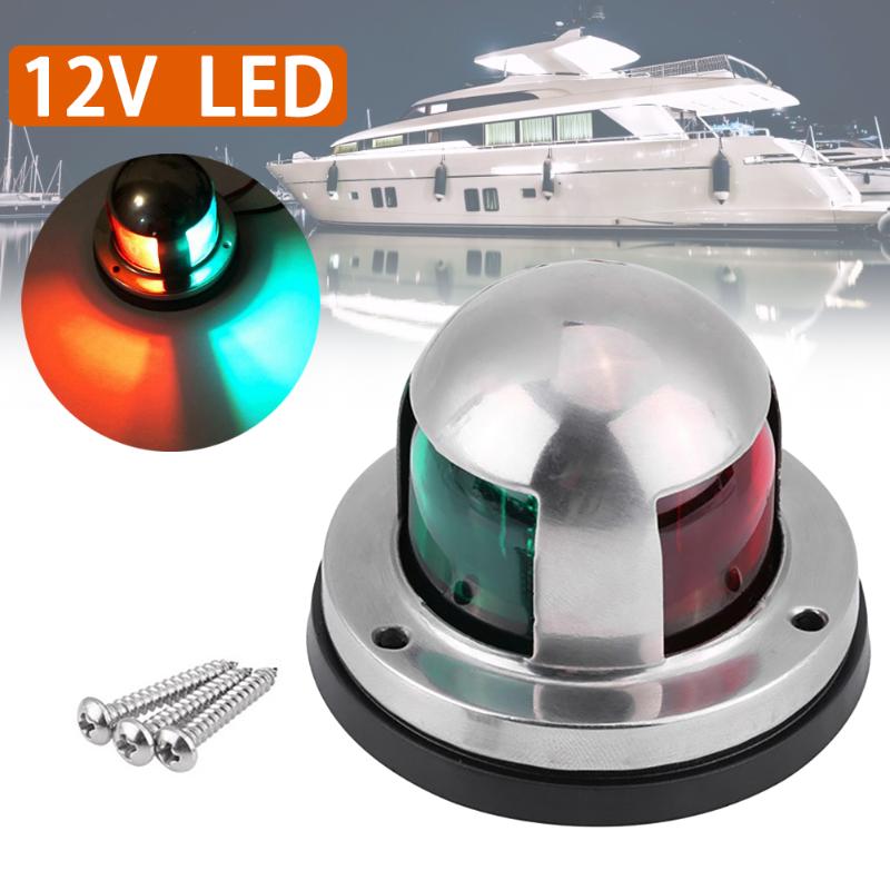 

2 in1 LED 316 Stainless Steel Bow Navigation Light Marine Boat Yacht Light Semaphore 12V Boat Indicator Red Green, As pic