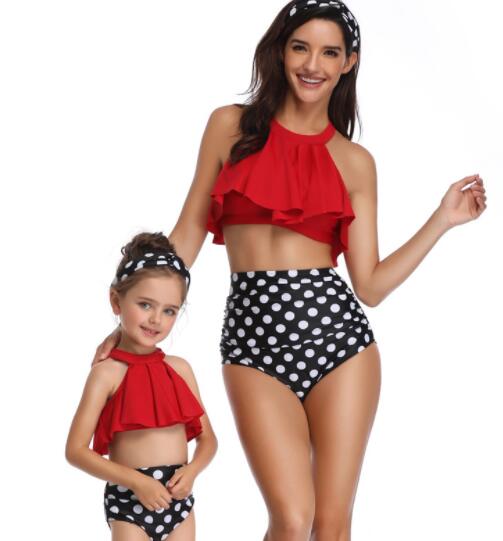 

2020 tassel split parent-child Swimsuit Bikini suit split kids women girls flying lace sexy yakuda flexible stylish Leopard Print bikini set