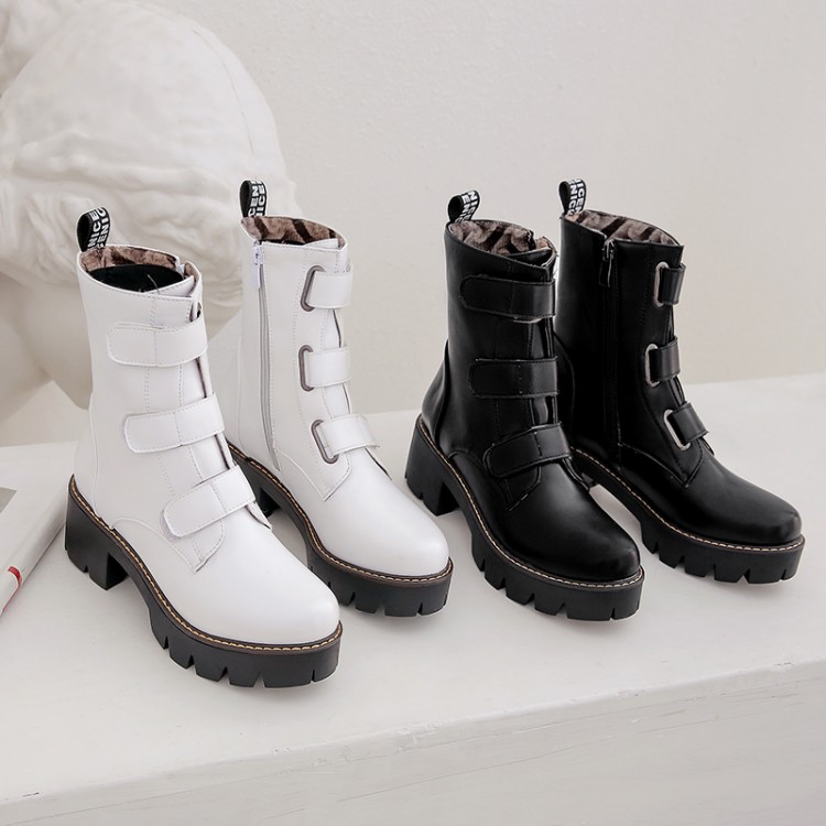 

size 32 33 to 43 with box luxury ankle booties winter women designer boots platform chunky heels, White with box