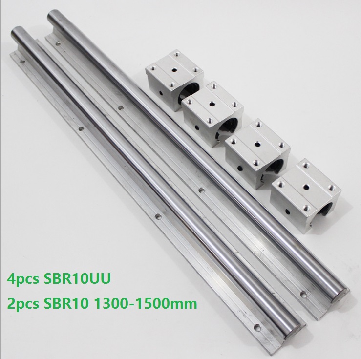 

2pcs SBR10 1300mm/1400mm/1500mm support rail linear rail guide + 4pcs SBR10UU linear bearing blocks for CNC router parts