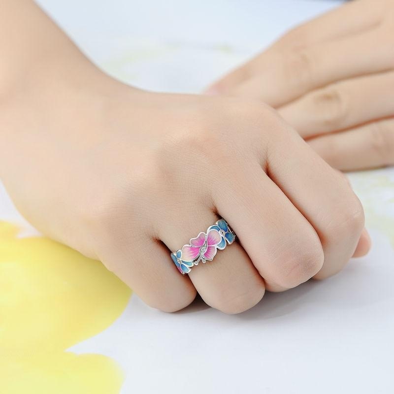 

Fashon 925 Silver Butterfly White Topaz Women Band Ring Jewelry Wedding Engagement Gift US Size 5-10