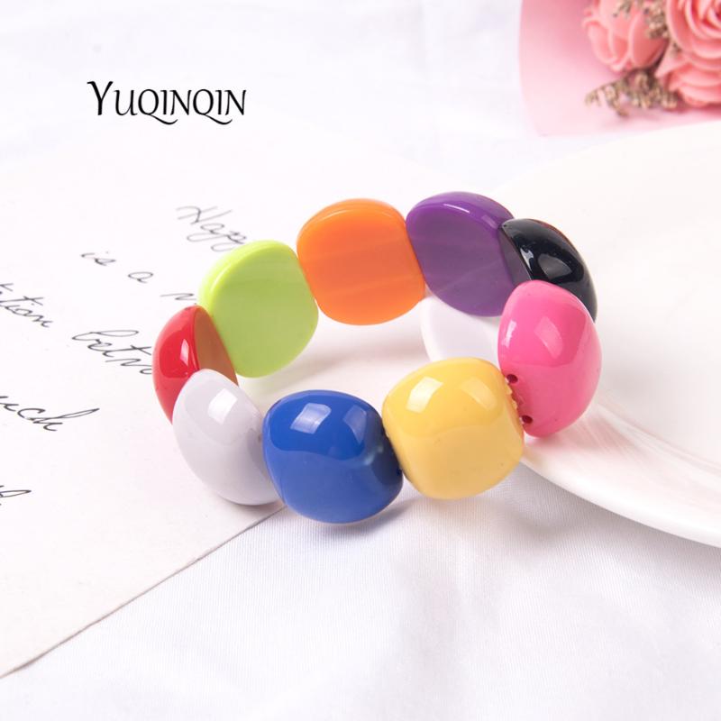 

Beaded, Strands Ladies Bangles For Women Adjustable Charm Bracelets Acrylic Resin High Quality Bangle Girls Fashion Jewelry