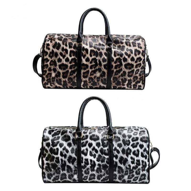 

Women Sling Shoulder Crossbody Bag Large Capacity Leopard Travel Bags PU Leather Weekend Female Duffel Bags