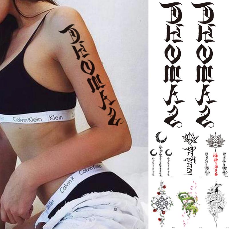 

Waterproof Temporary Tattoo Sticker Moon India Flash Tattoos Plum Dragon Mandala Body Art Arm Fake Tatoo Women Men