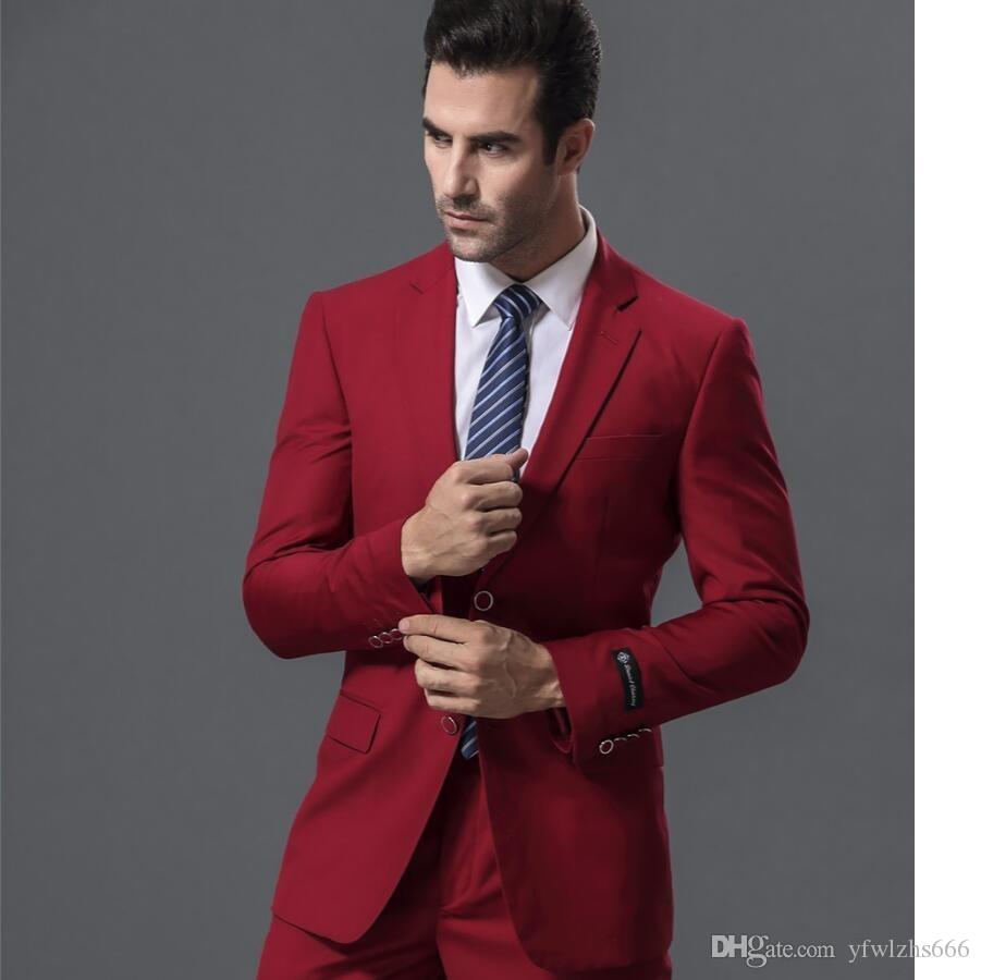 

Hot Sale Notch Lapel Wedding Tuxedos Slim Fit Suits For Men Groomsmen Suit Two Pieces Cheap Prom Formal Suits (Jacket+Pants+Tie) 272, Same as image