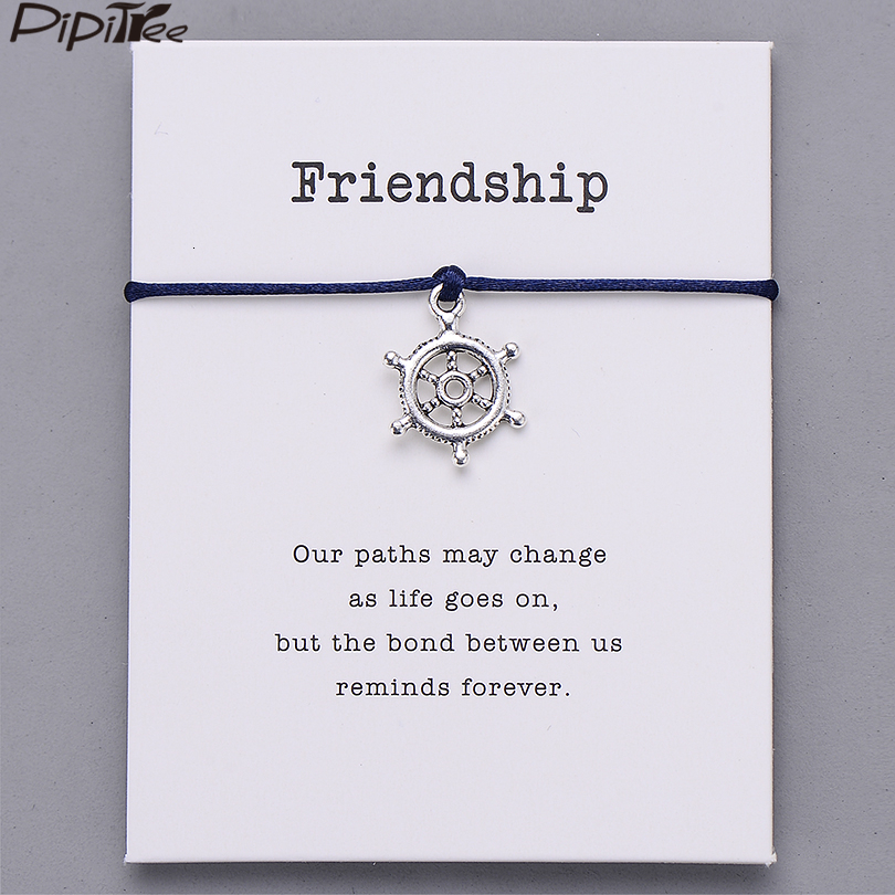 

Pipitree Fashion Compass Wheel Charm Bracelet Jewelry Gift Lucky Handmade Red String Friendship Bracelets For Men Women