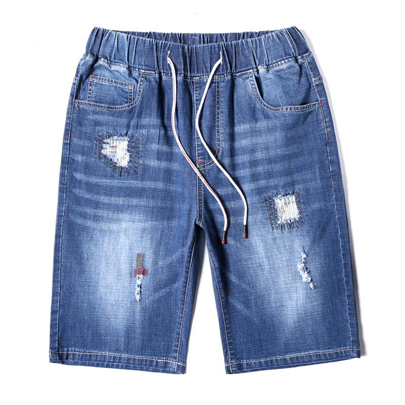 Large Size Blue pants Elastic waist Big size 10XL New Summer Denim Cotton Shorts Stretch Casual Jeans Men's Clothing Man Short