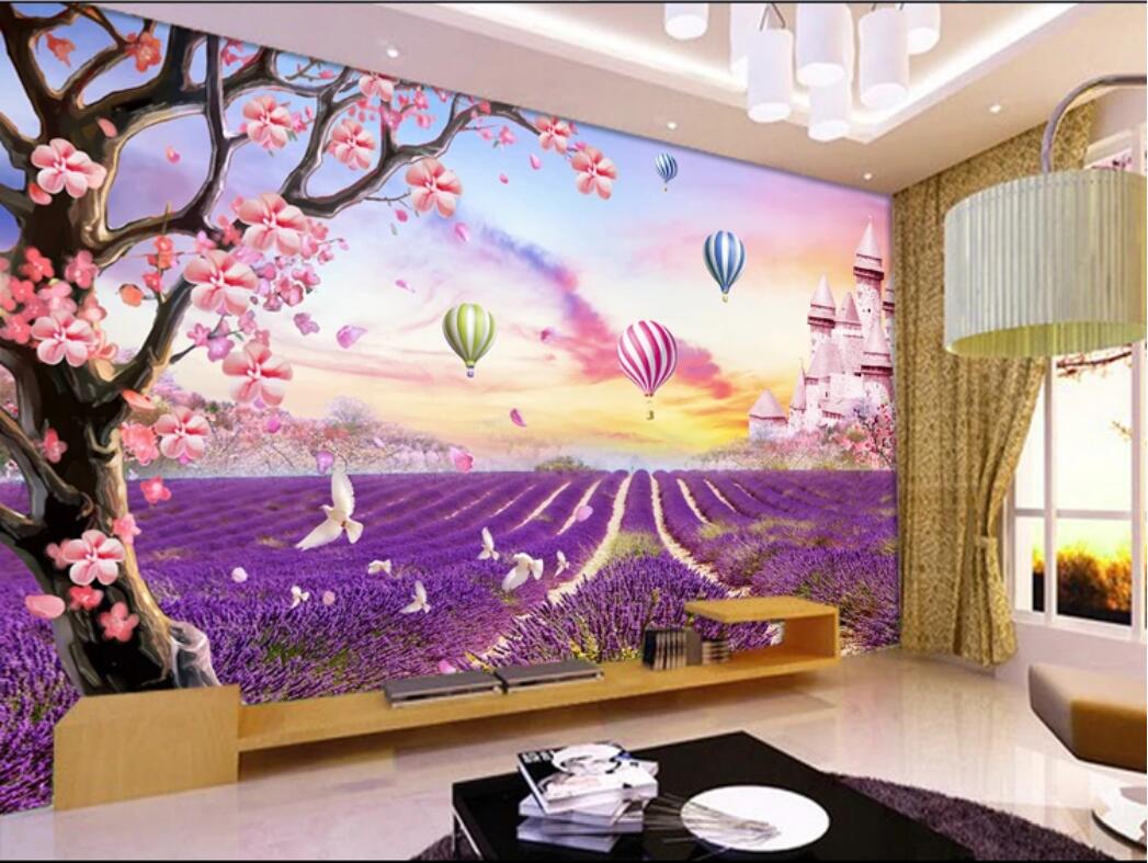 

3d room wallpaper custom photo mural Romantic Lavender Castle 3D TV Background Wall wallpaper for walls 3 d, Non-woven fabric