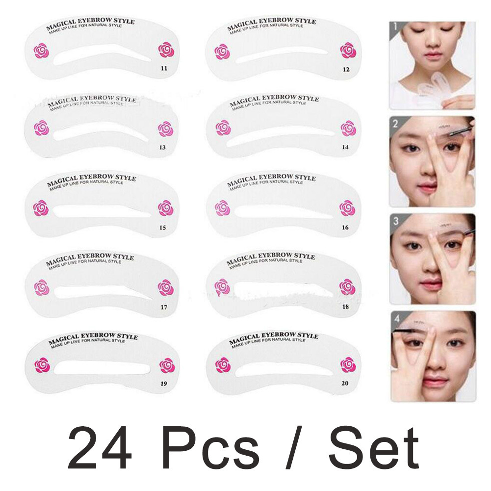 

24 Pcs/pack Grooming Stencil Kit Shaping Diy Beauty Eyebrow Template Make Up Tool Hot Sale