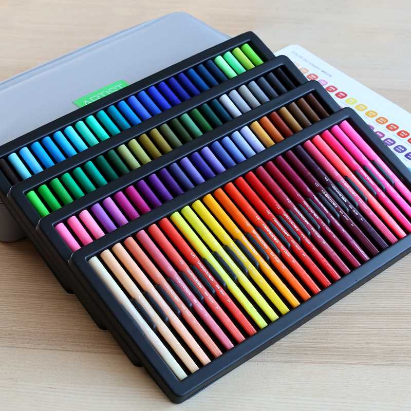 

KACO Double Tip Watercolor Pens Non-toxic Brush and Scriptliner Pen for Drawing Journal Gift Set 100 Colors with Handbag