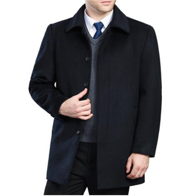 

High quality cashmere coat men new style winter wool overcoat male turn down collar single breasted woolen outerwear 2 styles, As pic