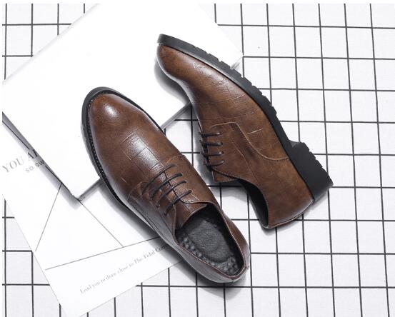 

office party shoes men oxford Men falt dress shoes Genuine leather pointed toe Breathable, As pic 3