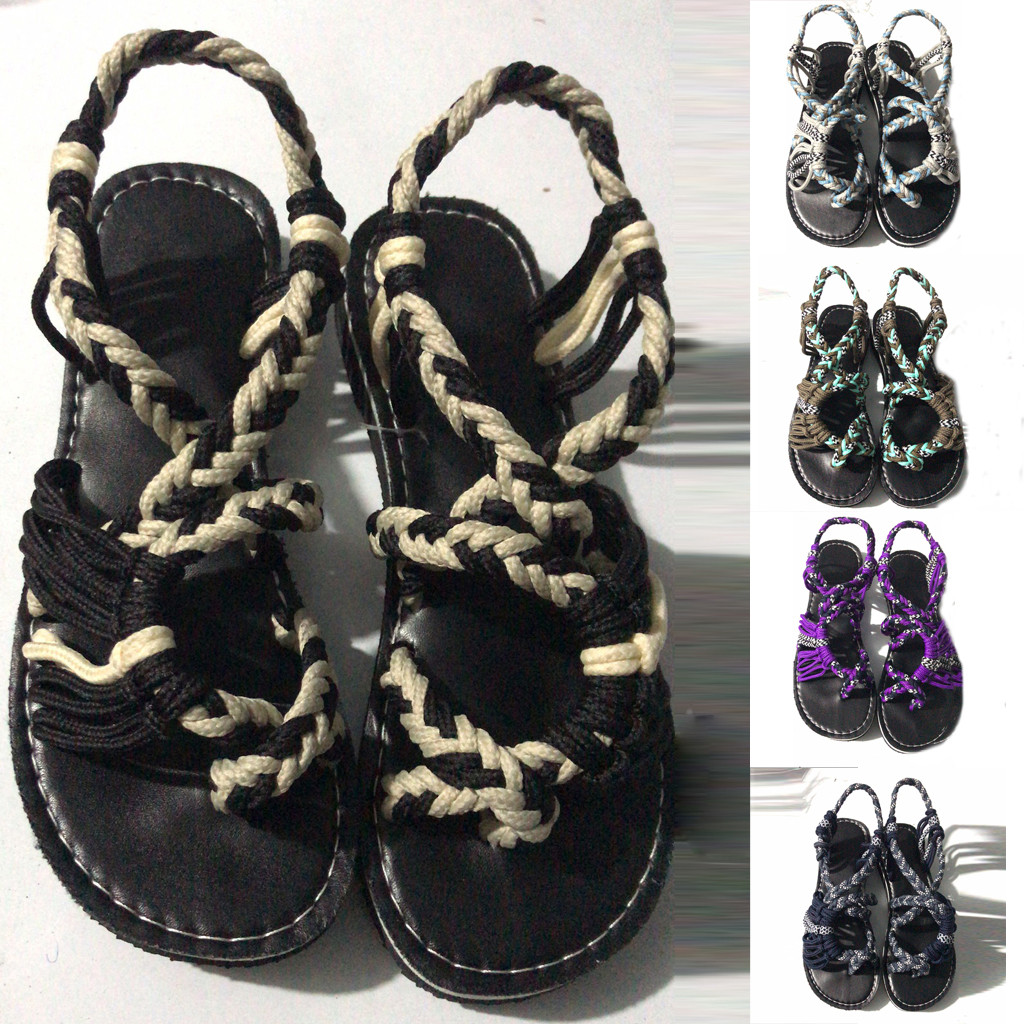 

shoes Women's Sandals Hemp Rope Flip Flops Sandals Summer Fashion Roman Beach Shoes Woman