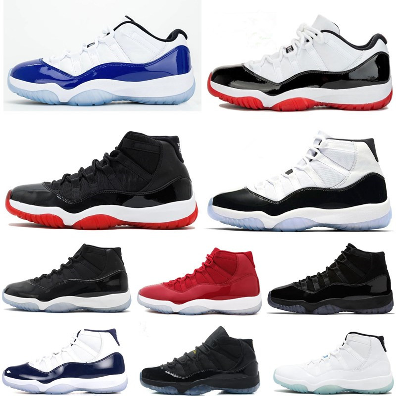 

New 11s Bred Metallic Silver Space Jam Concord Pink Basketball Shoes Men Women 11 Cap And Gown Gym Red 72-10 Sneakers With Box, Color 16