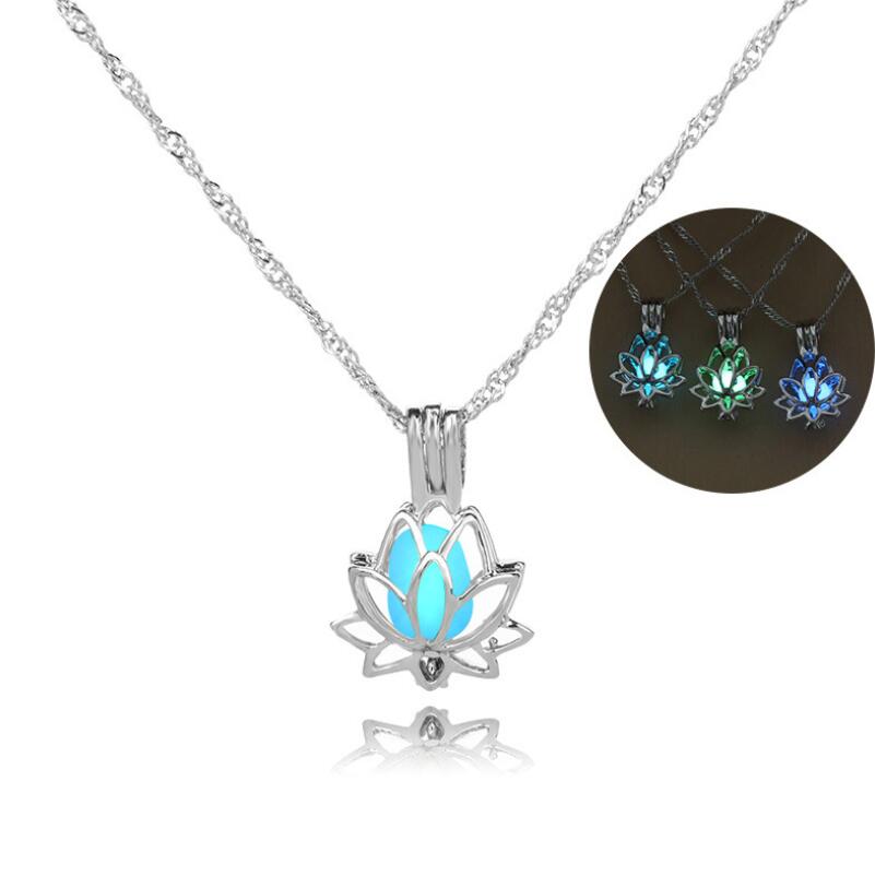 

Lovely LuminousNecklace For Women Party Fluorescent Stone Locket Cage Night Light Pendant Necklace 3 styles free shipping
