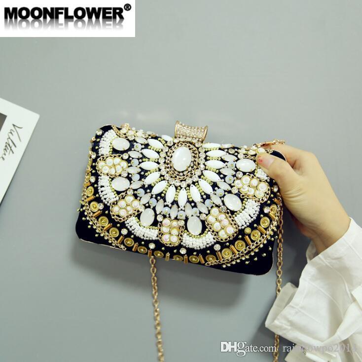 

outlet brand women handbag luxury handmade diamond dinner bag elegant noble diamonds hard box handbags banquet night club dress chain bags, Black(boutique packaging)