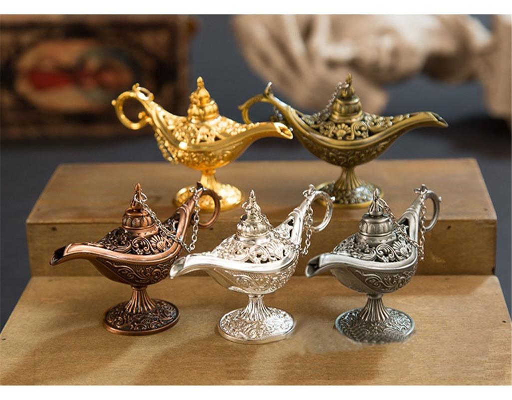 

Incense Burners Antique Style Fairy Tale Magic Lamps Tea Pot Genie Lamp Vintage aroma furnace Retro Toys For Children Gifts Home Decor