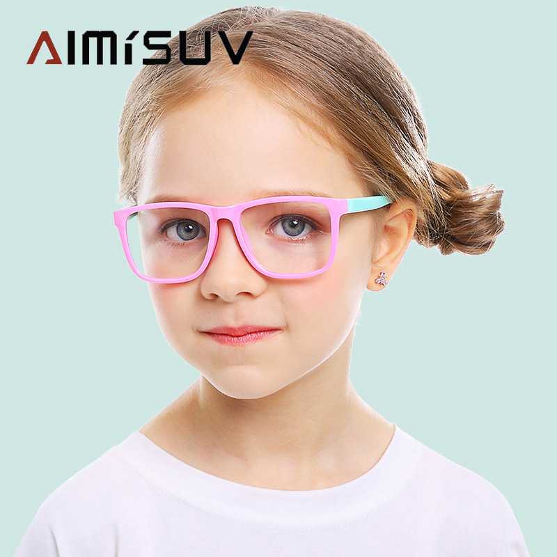 

AIMISUV Kids Anti Blue Light blocking Glasses TR90 Flexible Frame Unisex Computer Gaming Prescription Clear Glasses Child UV400