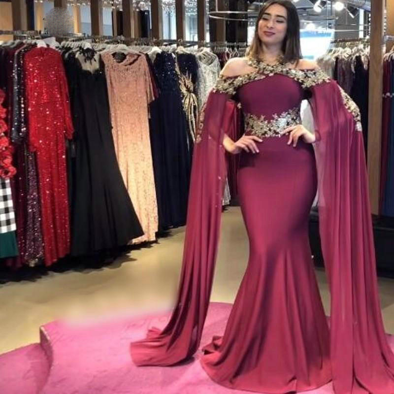

Mermaid Evening Dresses Saudi Arabic Long Sleeves Lace Appliques Floor Length Prom Party Formal Gowns, Daffodil