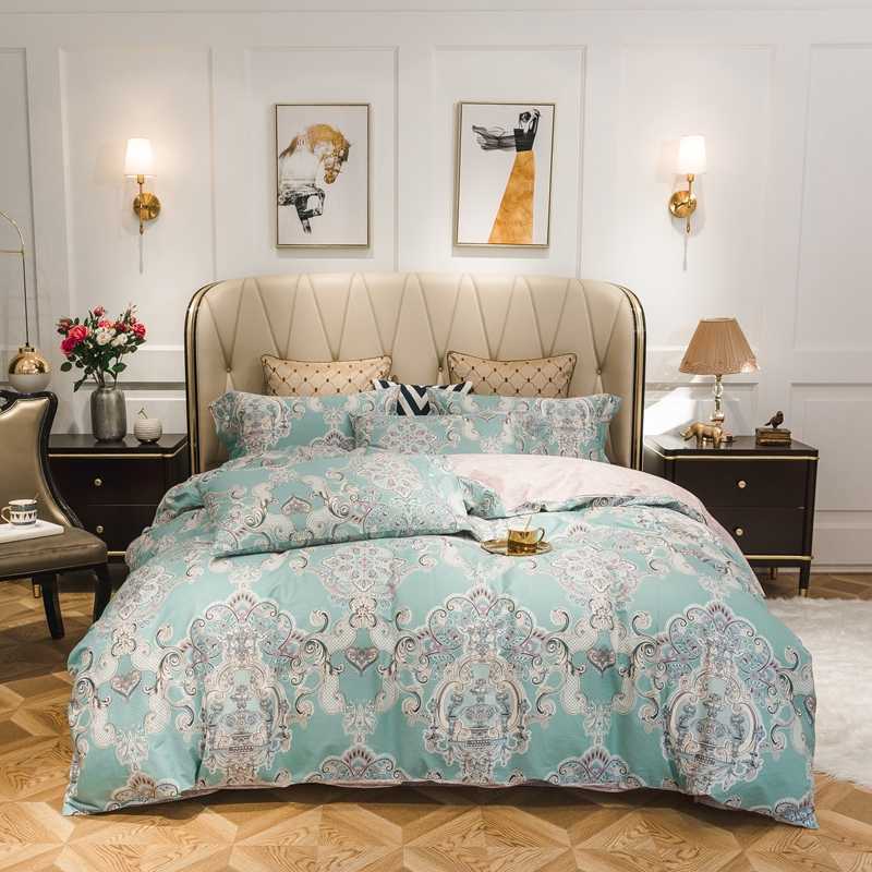 

Classical European style Baroque Bedding Set  King Size Cotton Printed Duvet Cover Bed Sheets with Pillowcase Damask Decor