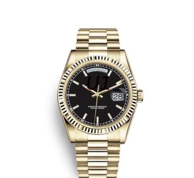

Outdoor 41MM Red Dial Automatic Movement Men Wristwatches President Bracelet Mens Watch Sapphire Crystal Day and Date Watches, Black