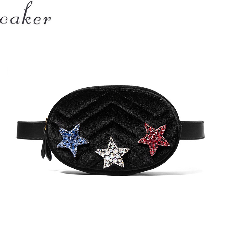 

Caker 2020 Women Velvet Waist Bag Fashion Beaded Star Waist Pack Belt Bags Women Chest Bags