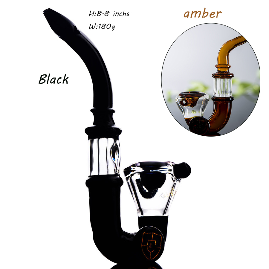 

Amber Black handmade pipe Glass Oil burner Pipe water bongs Mini Smoking pipe glass bongs for Cigarette dry herb IN STOCK