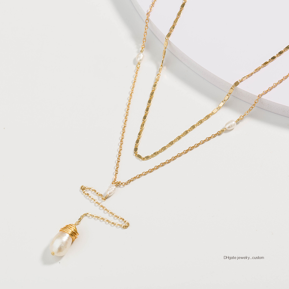 

Multi-storey Necklace Woman Manual Bead Chain Neck Natural Pearl Pendeloque Cut