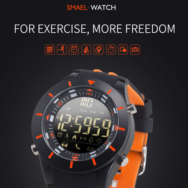 

2020 SMAEL Digital Wristwatches Waterproof Big Dial LED Display Stopwatch Sport Outdoor Black Clock Shock LED Watch Silicone Men 8002, No send watch for shipping