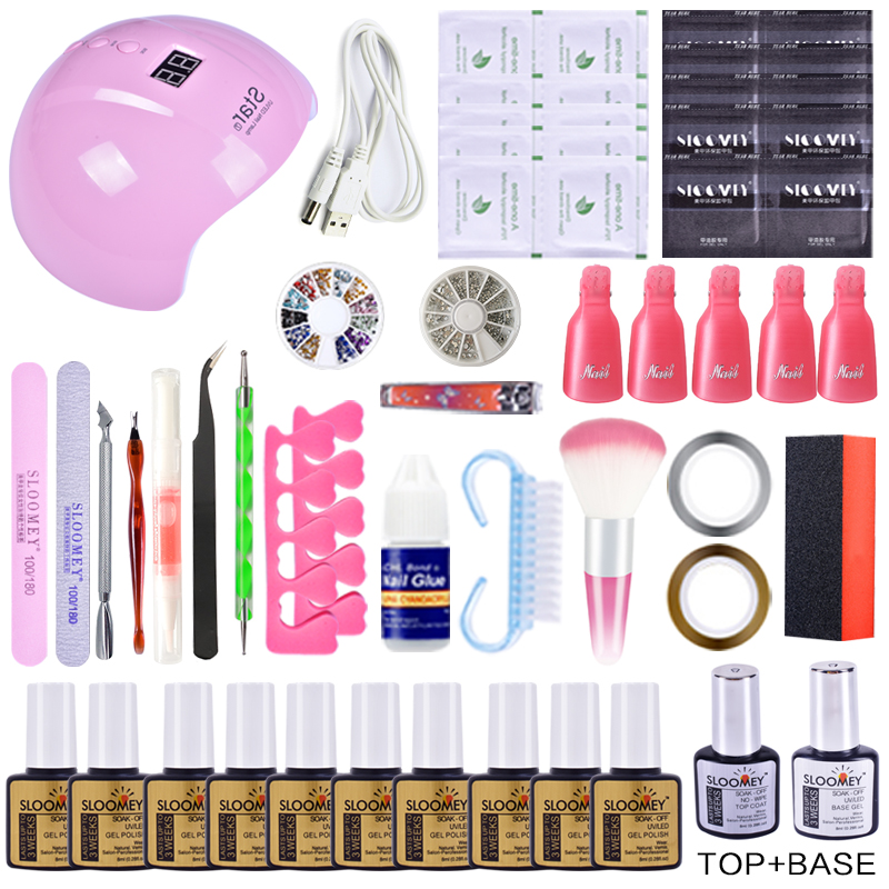 

Sloomey Gel Nail Polish Set UV LED Lamp Dryer 10pcs Nail Gel Polish Kit Soak Off Manicure Tools Set For Varnish For Art, Set 06 no lamp
