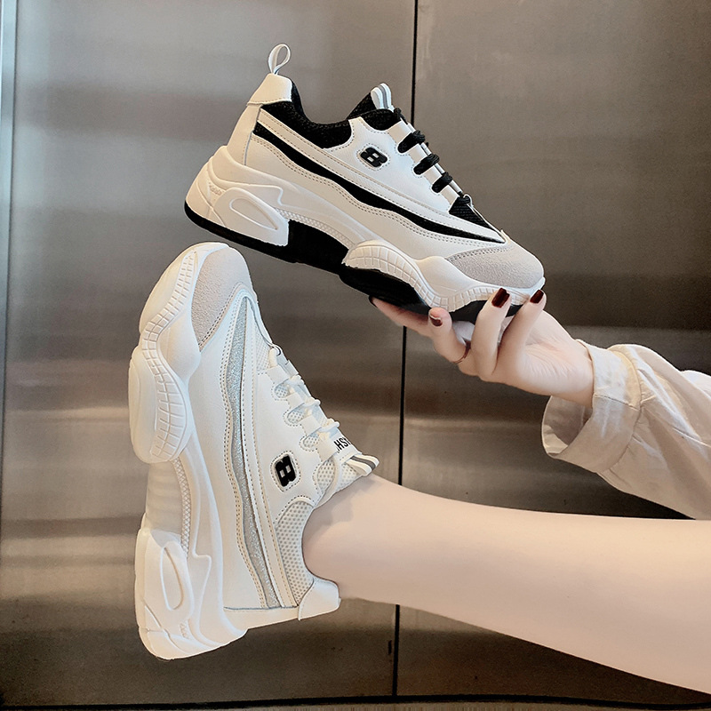 

female ins tide new autumn casual wild super fire autumn shoes net red Korean version of the wisdom smoked, Black