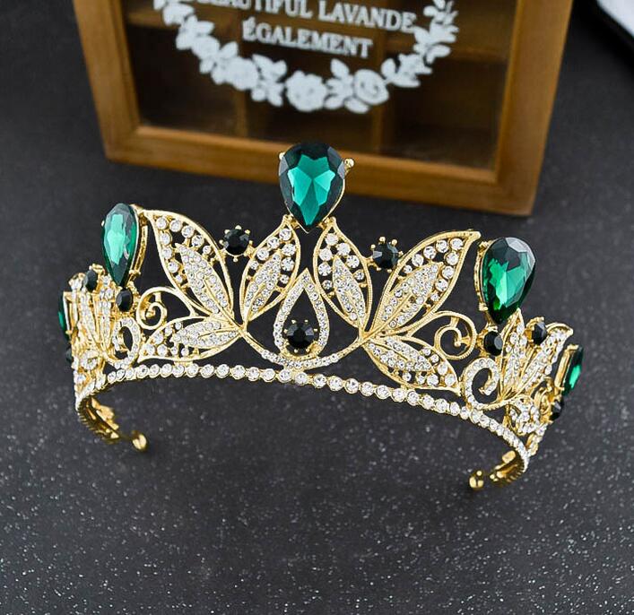 

Fashion Premium Gold Baroque Bridal Wedding Crown Rhinestone Alloy Headband Birthday Party Dinner Dress Jewelry Free Shipping