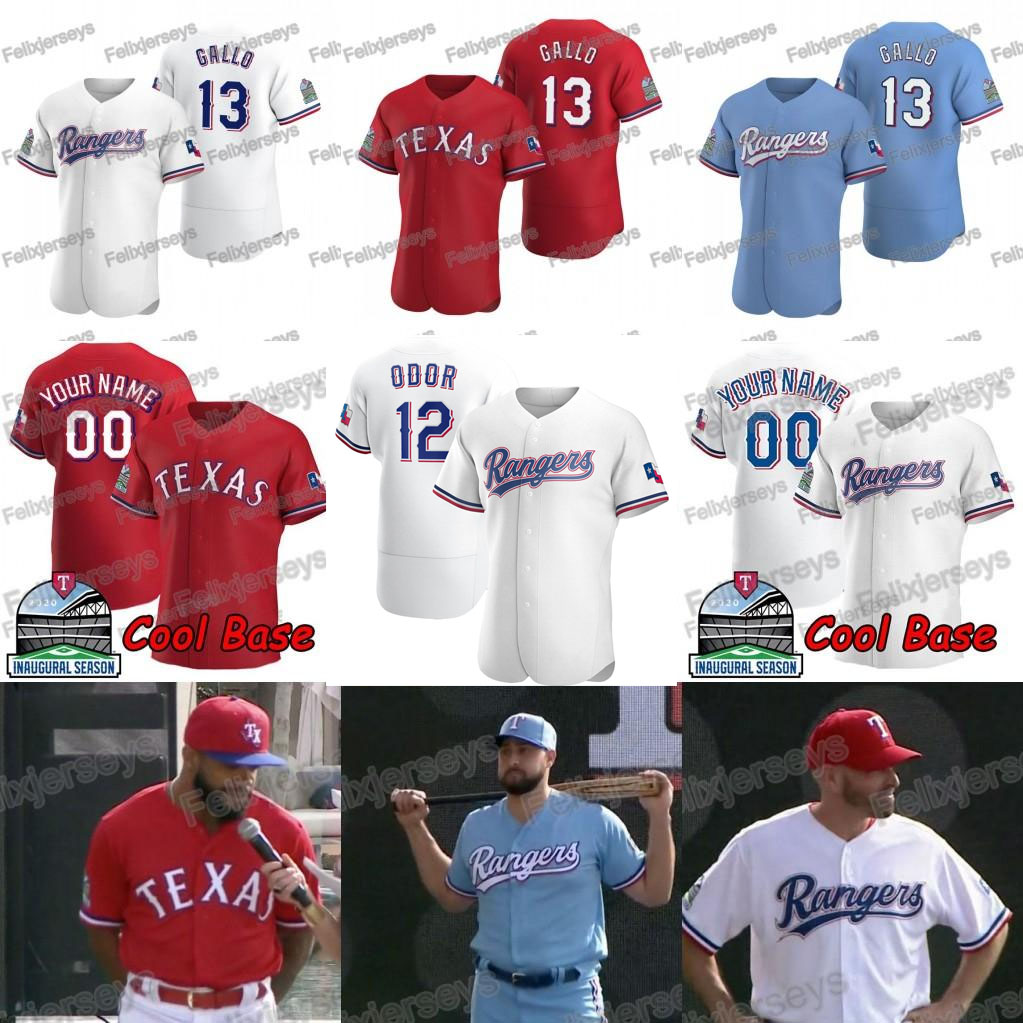 

2020 Inaugural Patch Joey Gallo Elvis Andrus Shin-Soo Choo Rougned Odor Danny Santana Nomar Mazara Delino DeShields Baseball Jersey, Women size s-xxl red