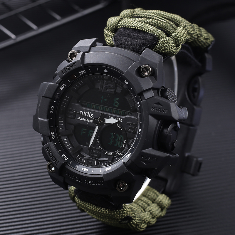 

Shock Sport Watches Big Dial Quartz Digital Military Waterproof Men Wristwatches Male Clocks Men's Watch Deportivos Reloj Hombre T7190617, Slivery;brown