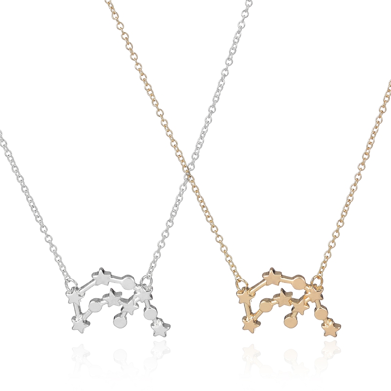 

New 2016 Fashion Aquarius Zodiac Signs Astrology Necklace Trendy Constellation Star Pendant Party Necklaces for Women -N165