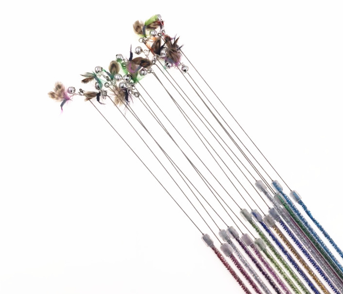 

pet cat kitten toys teaser wands fishing pole wands flying insect cat playing toys feather