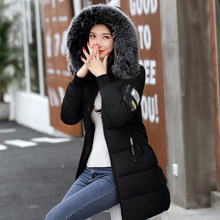 

Winter Jacket Women 2019 Fashion Fur Hooded Quilted winter coat women Warm Down Cotton Parka female jackets Plus Size YG228, Black white collars