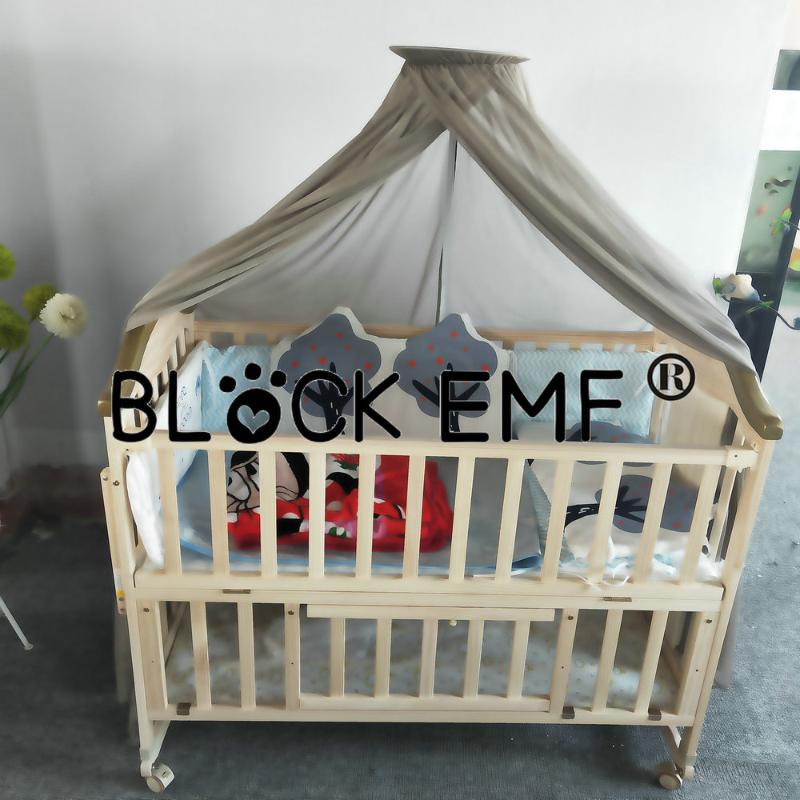 

block emf Baby Bed Mosquito Net Silver Fibre Mesh Dome canopy shielding crib net for radiation protection