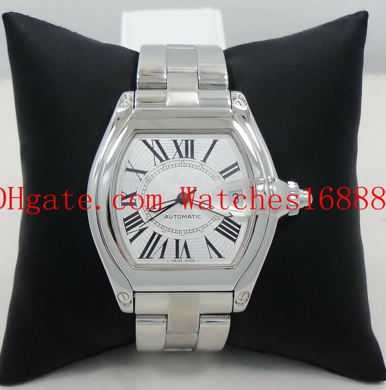 

Free Shipping Large Size Stainless Steel Bracelet Mens Automatic Mechanical Movement Watches W62025V3 Men's Date Wrist Watch, Silver
